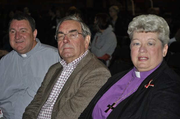 (L to R): The Rev. Danny Whitehead, David Scott, and Bishop Barbara Andrews, at the BC National Event of the Truth and Reconciliation Commission of Canada. Photo: Marites N. Sison