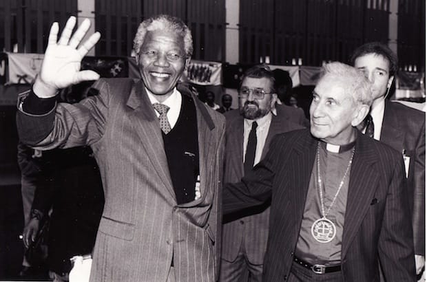 Former South African President Nelson Mandela (left), during a visit to the World Council of Churches. Photo: General Synod Archives