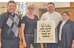 (L to R) The Rev. David Giffen and music director Kristen Hamilton, of Toronto's Church of the Transfiguration, with the Rev. Canon Rod BrantFrancis and the Rev. Lisa BrantFrancis of St. John the Baptist in Wemindji, Que. Photo: Heather Giffen
